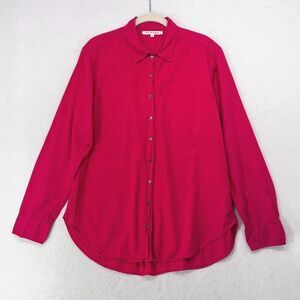 Xirena Shirt Women M Pink 100% Cotton Button Up Classic Minimalist Everyday USA